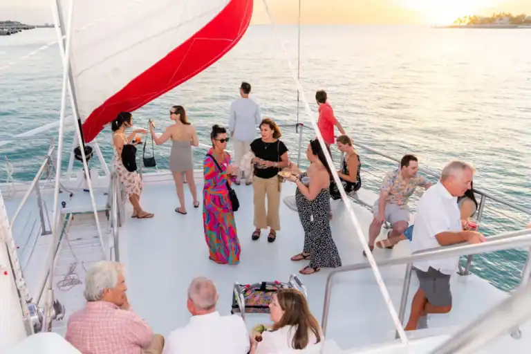 Sunset Dinner Sail on the deck of a catamaran